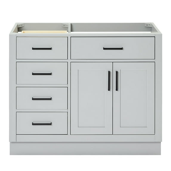 Ariel Hepburn 42 In. Right Offset Single Sink Base Cabinet In Grey