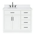 thumbnail image 1 of Ariel Hepburn 42 In. Left Offset Oval Sink Bathroom Vanity With Carrara White Quartz Countertop 1.5 Edge In White, 1 of 10