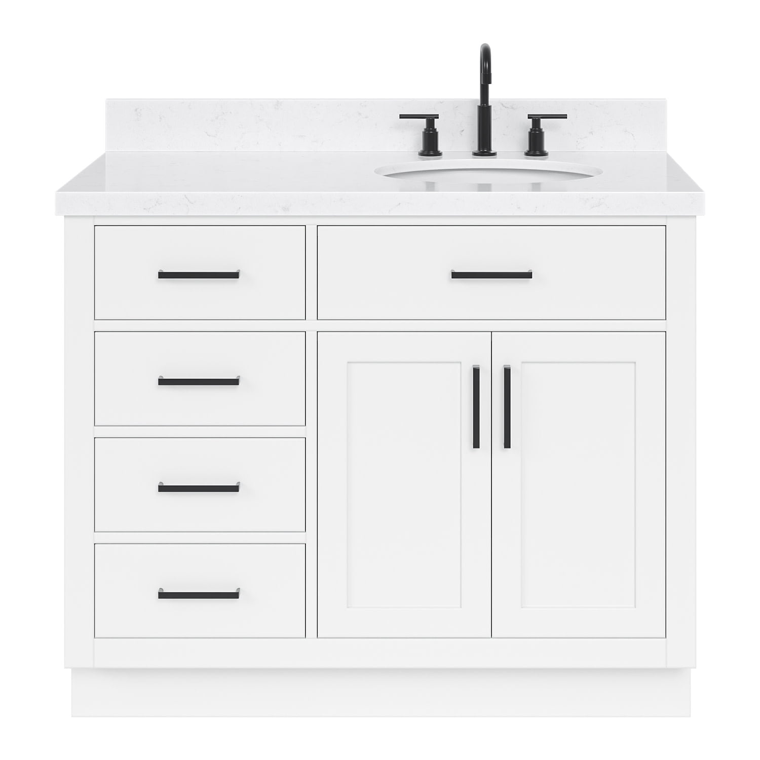 Hepburn 42" White Hardwood Freestanding Single Vanity with Quartz Top