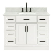 Ariel Hepburn 43 In. Rectangle Sink Vanity With Carrara White Countertop In White