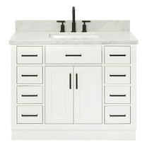 Ariel Hepburn 43 In. Rectangle Sink Vanity With 1.5 In. Carrara White Countertop In White