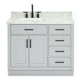 thumbnail image 1 of Ariel Hepburn 43 In. Left Offset Rectangle Sink Vanity With 1.5 In. Carrara White Countertop In Grey, 1 of 9