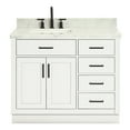 thumbnail image 1 of Ariel Hepburn 43 In. Left Offset Rectangle Sink Vanity With 1.5 In. Carrara White Countertop In White, 1 of 9