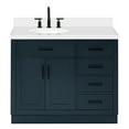 thumbnail image 1 of Ariel Hepburn 43 In. Left Offset Oval Sink Vanity With White Quartz Countertop In Midnight Blue, 1 of 10