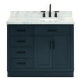 thumbnail image 1 of Ariel Hepburn 43 In. Right Offset Oval Sink Vanity With 1.5 In. Carrara White Countertop In Midnight Blue, 1 of 10