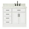 thumbnail image 1 of Ariel Hepburn 43 In. Right Offset Rectangle Sink Vanity With 1.5 In. Carrara White Countertop In White, 1 of 9