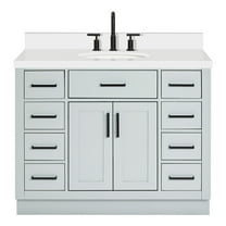 Ariel Hepburn 43 In. Oval Sink Vanity With White Quartz Countertop In Grey