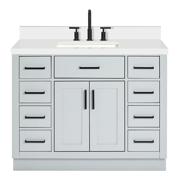 Ariel Hepburn 43 In. Rectangle Sink Vanity With White Quartz Countertop In Grey