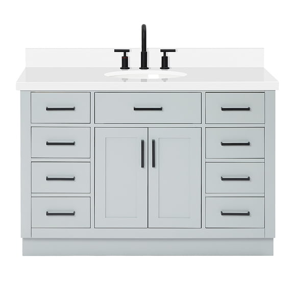 Ariel Hepburn 49 In. Oval Sink Vanity With White Quartz Countertop In Grey