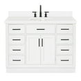 thumbnail image 1 of Ariel Hepburn 49 In. Oval Sink Vanity With White Quartz Countertop In White, 1 of 10