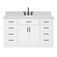 thumbnail image 1 of Ariel Hepburn 55 In. Oval Sink Vanity With Carrara White Countertop In White, 1 of 10