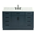 thumbnail image 1 of Ariel Hepburn 55 In. Rectangle Sink Vanity With 0.75 In. Carrara White Countertop In Midnight Blue, 1 of 9