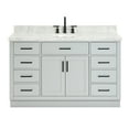 thumbnail image 1 of Ariel Hepburn 55 In. Oval Sink Vanity With 1.5 In. Carrara White Countertop In Grey, 1 of 10