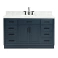 thumbnail image 1 of Ariel Hepburn 55 In. Rectangle Sink Vanity With 1.5 In. Carrara White Countertop In Midnight Blue, 1 of 9