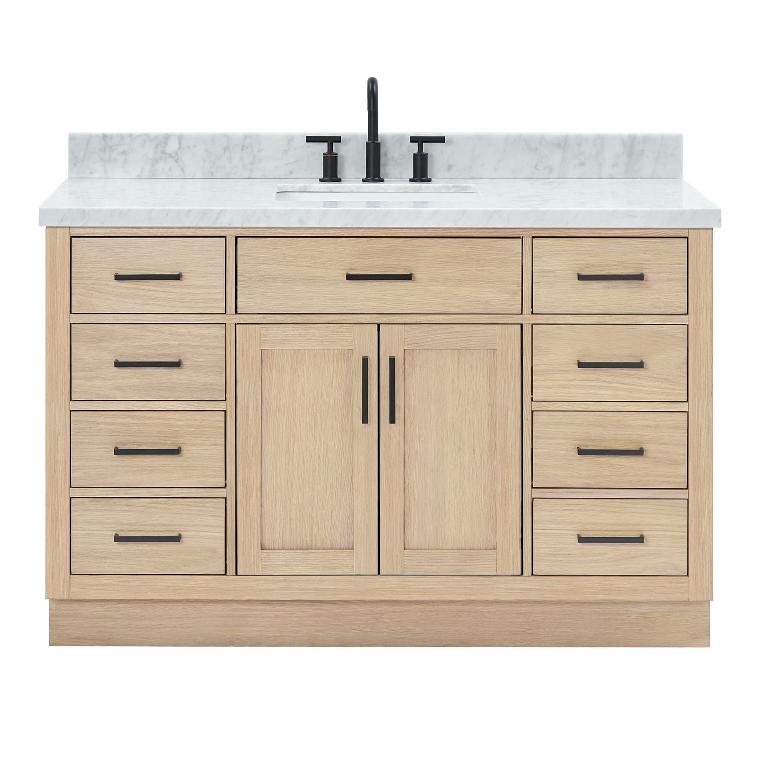 Hepburn 55" Oak Freestanding Vanity with Marble Top