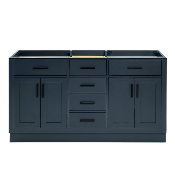 Ariel Hepburn 60 In. Double Sink Base Cabinet In Midnight Blue