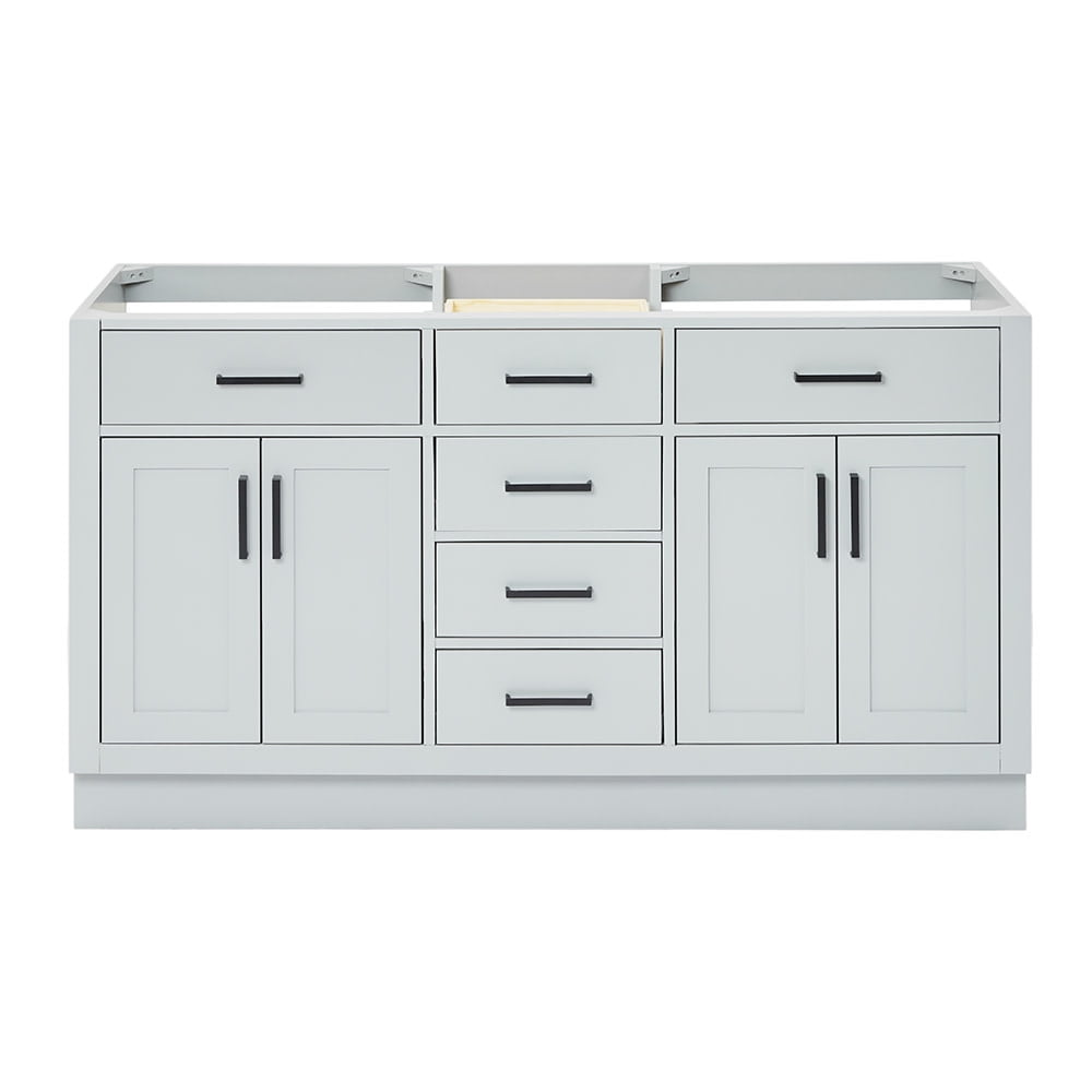 Gray 60'' Double Freestanding Hardwood Vanity Base