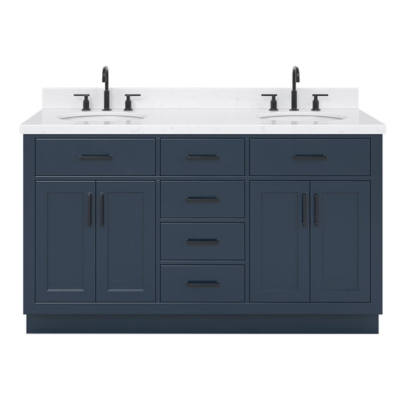 Ariel T060dcqovo Hepburn 60" Free Standing Double Oval Basin Vanity Set - Blue