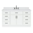 thumbnail image 1 of Ariel Hepburn 60 In. Oval Sink Bathroom Vanity With Carrara White Quartz Countertop 1.5 Edge In White, 1 of 10