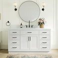 thumbnail image 1 of Ariel Hepburn 60 In. Rectangle Sink Bathroom Vanity With Carrara White Quartz Countertop 1.5 Edge In White, 1 of 8