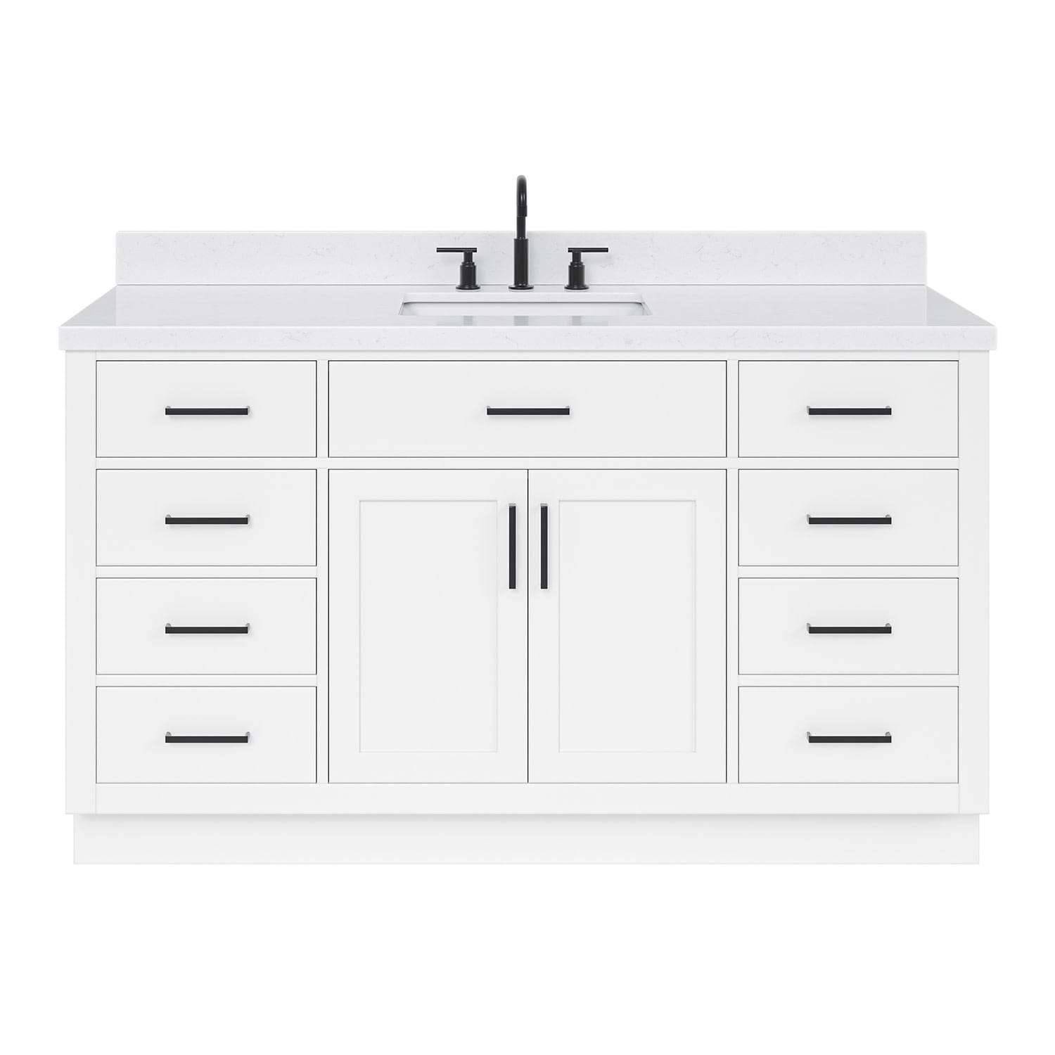Hepburn 60" White Hardwood Single Basin Vanity Set