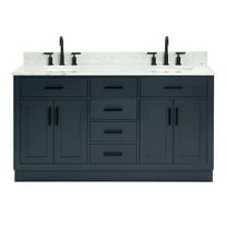 Ariel Hepburn 61 In. Double Oval Sink Vanity With 0.75 In. Carrara White Countertop In Midnight Blue