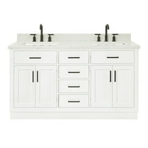 Ariel Hepburn 61 In. Double Rectangle Sink Vanity With 1.5 In. Carrara White Countertop In White