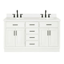 Ariel Hepburn 61 In. Double Oval Sink Vanity With White Quartz Countertop In White