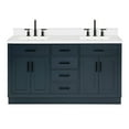 thumbnail image 1 of Ariel Hepburn 61 In. Double Rectangle Sink Vanity With White Quartz Countertop In Midnight Blue, 1 of 9