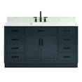 thumbnail image 1 of Ariel Hepburn 61 In. Rectangle Sink Vanity With 0.75 In. Carrara White Countertop In Midnight Blue, 1 of 9