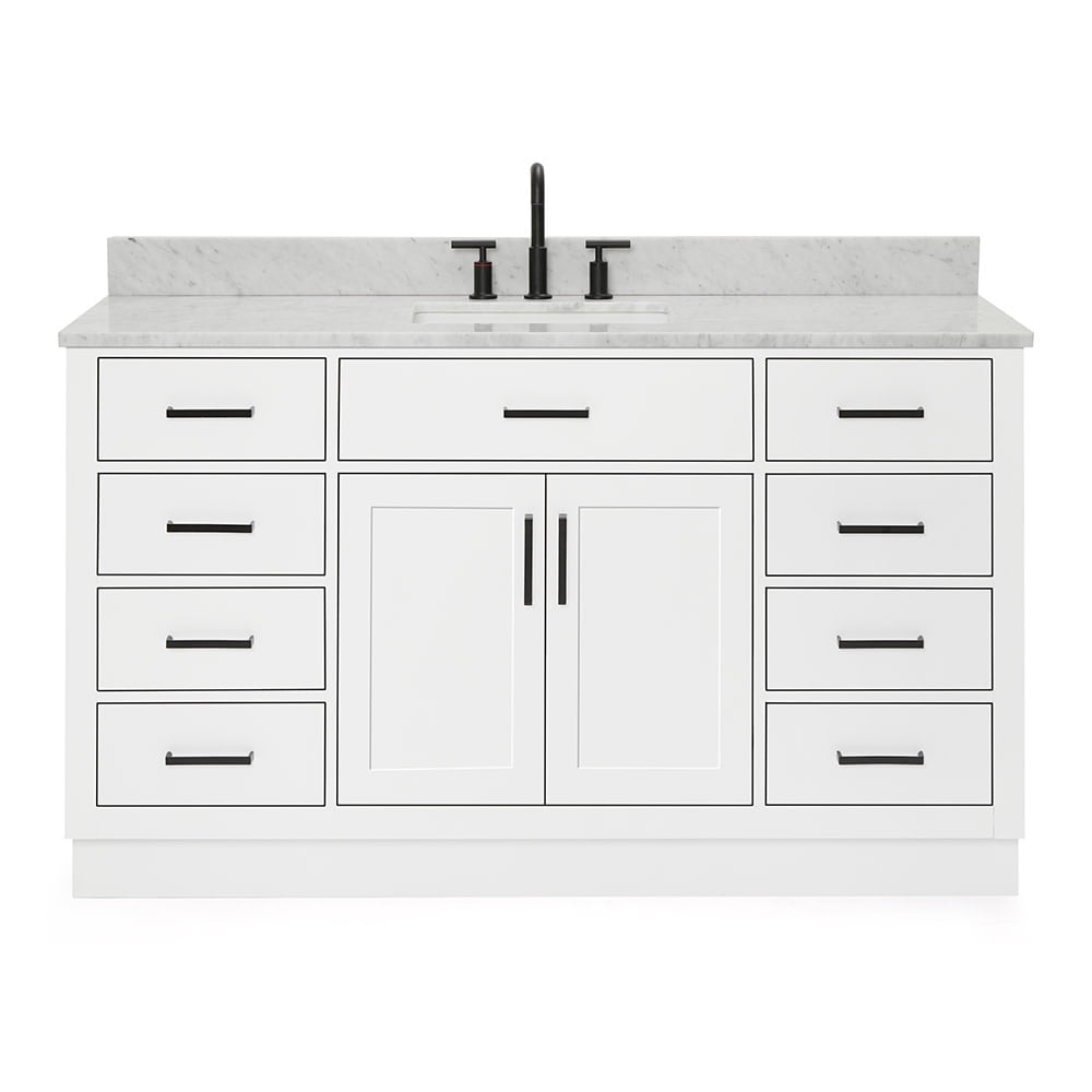 Hepburn 61" White Marble Top Single Basin Vanity Set