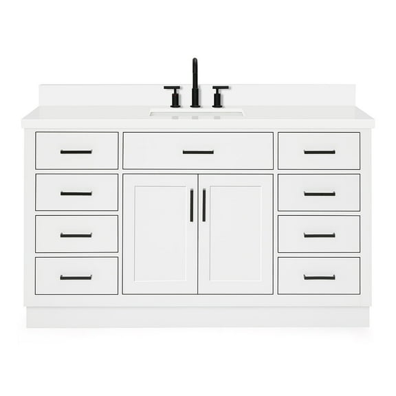 Ariel T061swqrvo Hepburn 61" Free Standing Single Basin Vanity Set - White