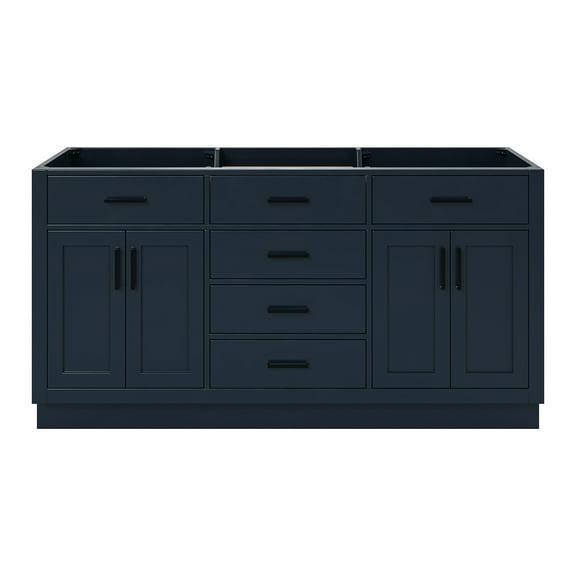 Ariel Hepburn 66 Inch Double Sink Base Cabinet In Midnight Blue