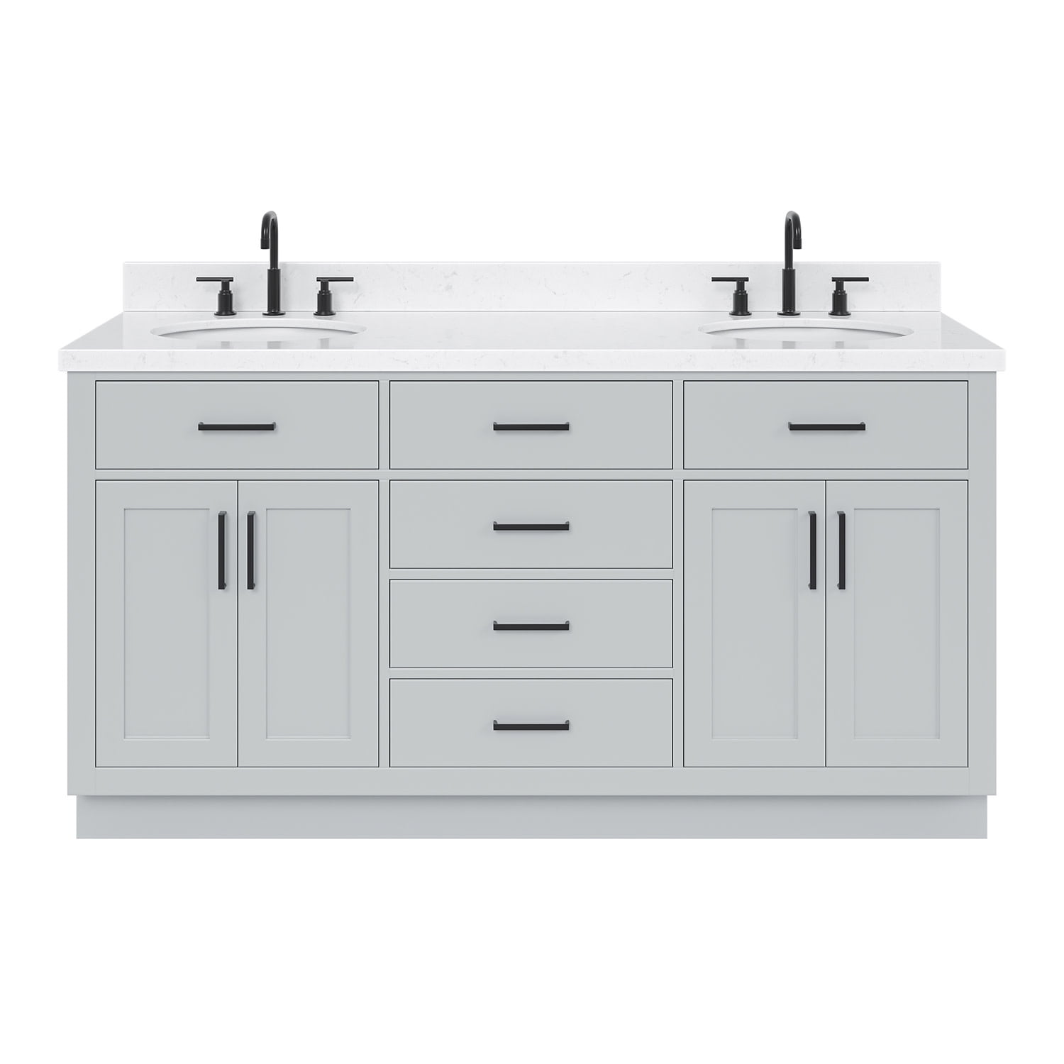 Hepburn Gray Hardwood Double Sink Freestanding Vanity with Quartz Top