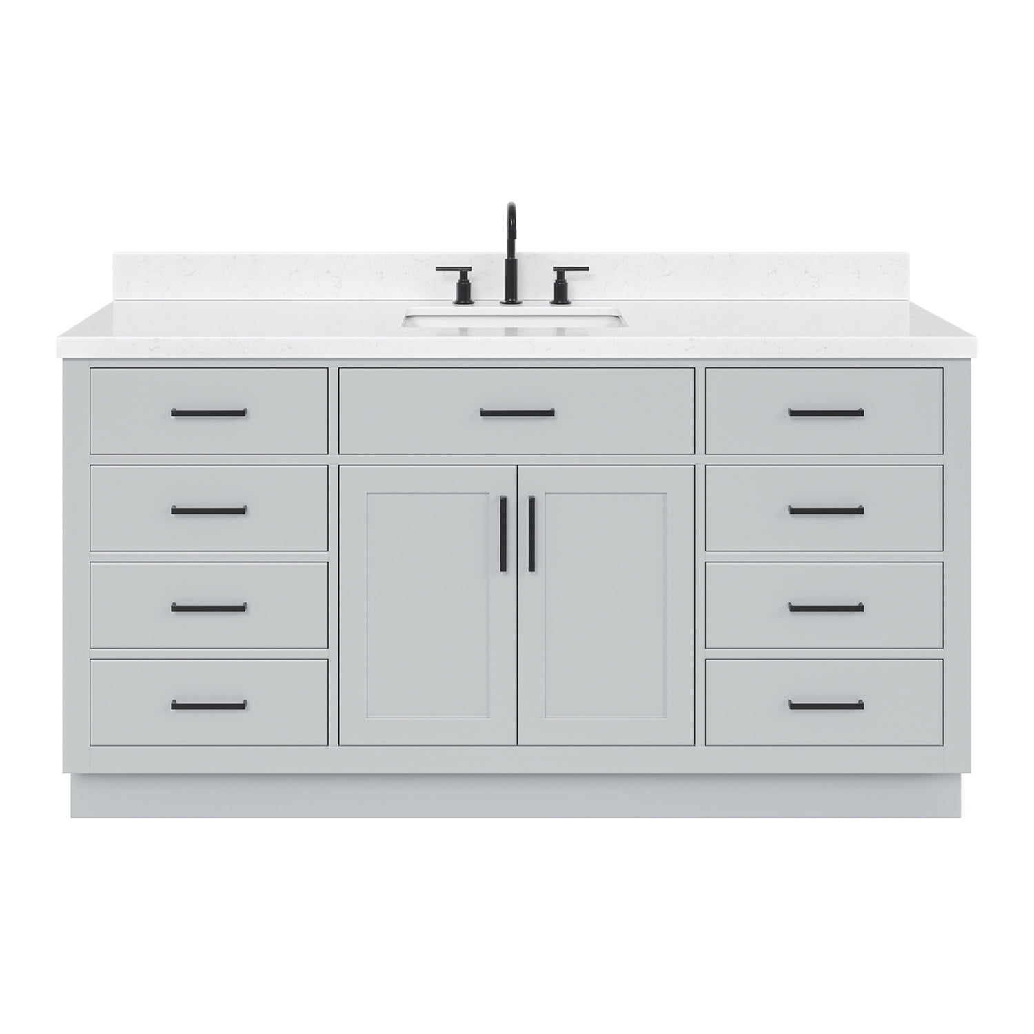Hepburn 66" Gray Freestanding Single Basin Vanity with Hardwood Frame