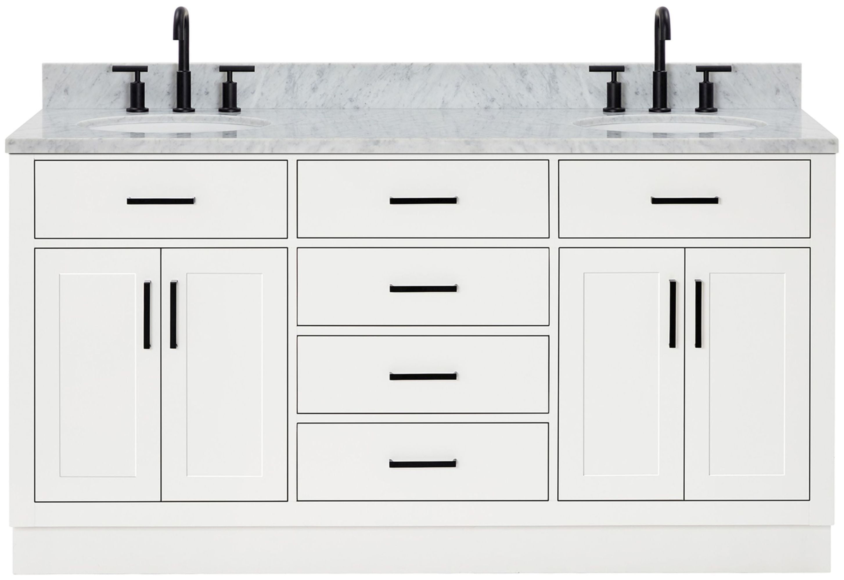 Hepburn 67" White Marble Top Double Basin Freestanding Vanity