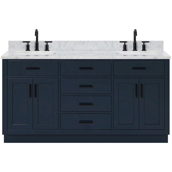 Ariel T067DCW2RVOMNB Hepburn 67" Free Standing Double Rectangular Basin Vanity Set - Blue