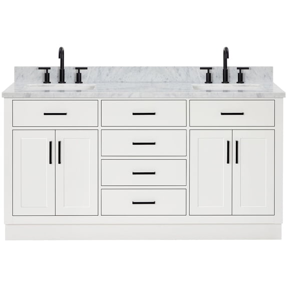 Ariel T067DCW2RVOWHT Hepburn 67" Free Standing Double Rectangular Basin Vanity Set - White