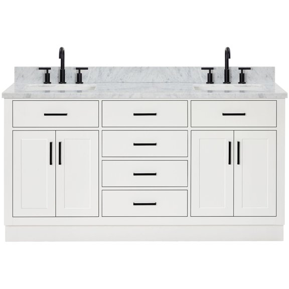 Ariel T067DCW2RVOWHT Hepburn 67" Free Standing Double Rectangular Basin Vanity Set - White
