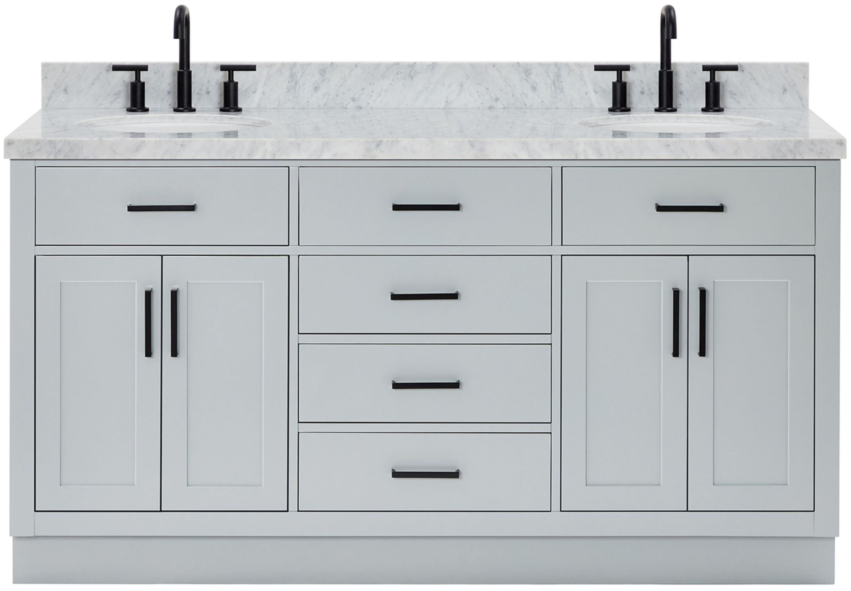 Hepburn 67" Gray Double Freestanding Vanity with Marble Top