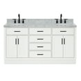 thumbnail image 1 of Ariel Hepburn 67 Inch Double Oval Sink Vanity With Carrara White Marble Countertop With 1.5 Edge In White, 1 of 10