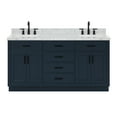 thumbnail image 1 of Ariel Hepburn 67 Inch Double Rectangle Sink Vanity With Carrara White Marble Countertop With 1.5 Edge In Midnight Blue, 1 of 9