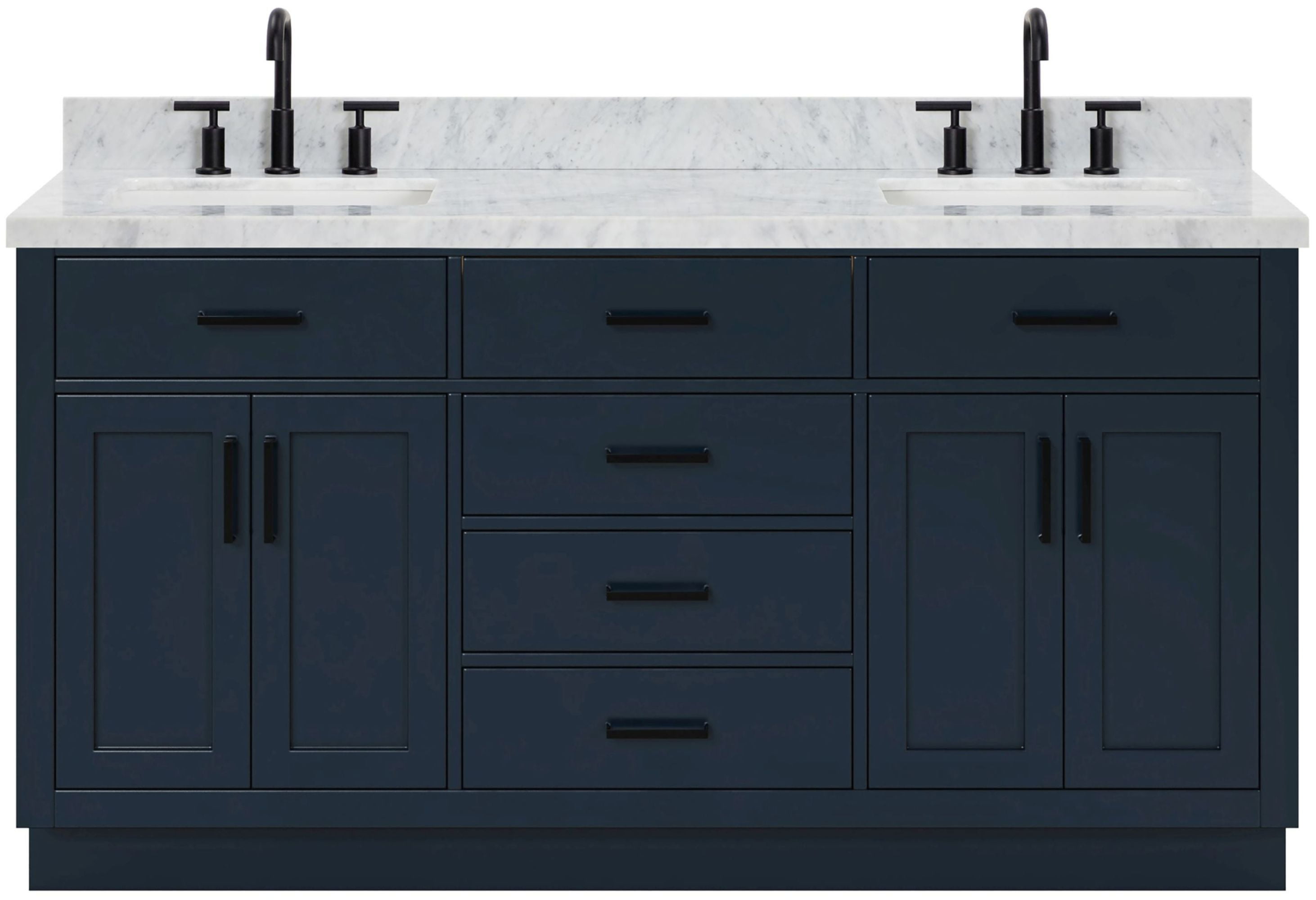 Midnight Blue Double Freestanding Vanity with Marble Top