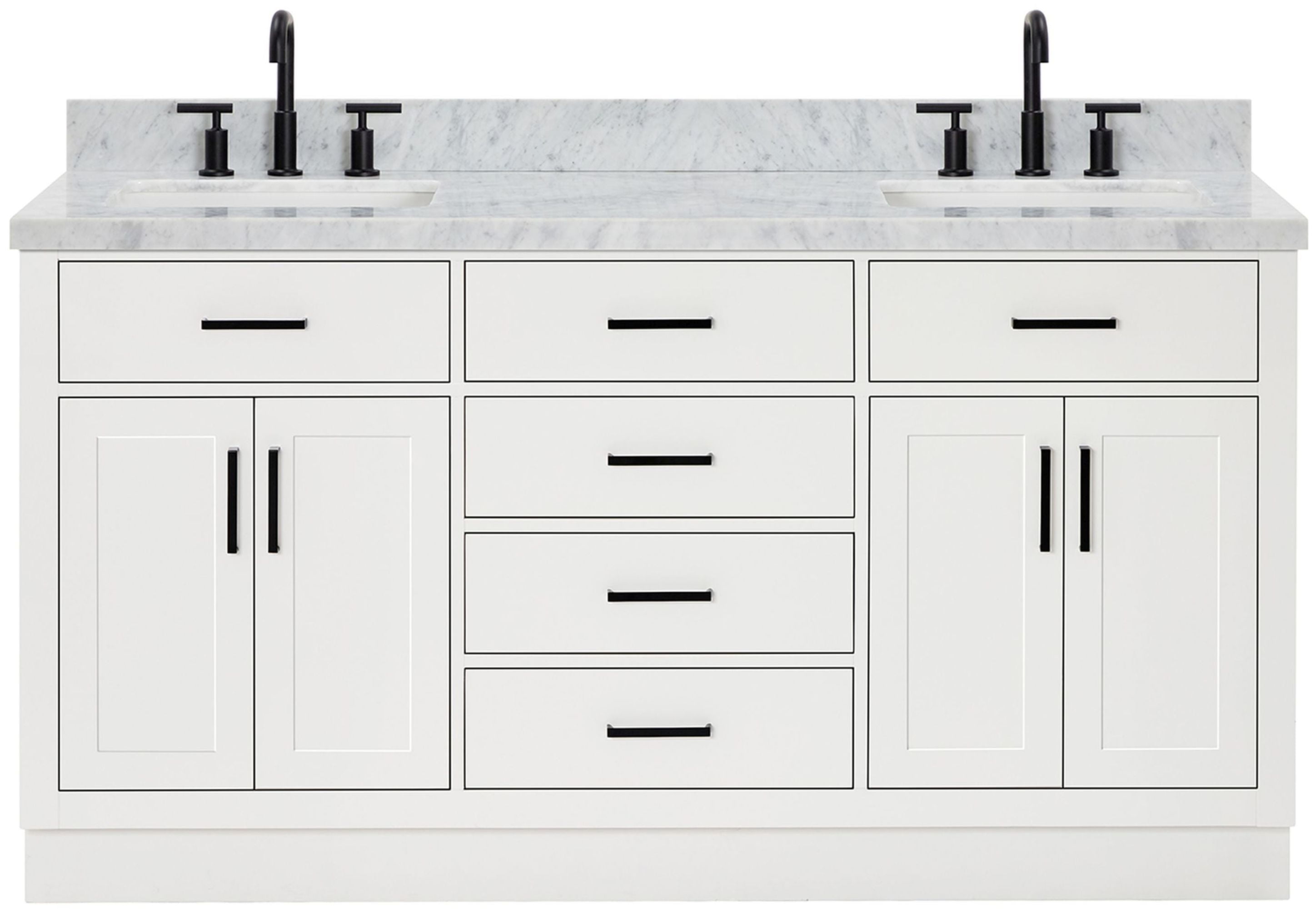 White Marble Top Freestanding Double Vanity with Storage