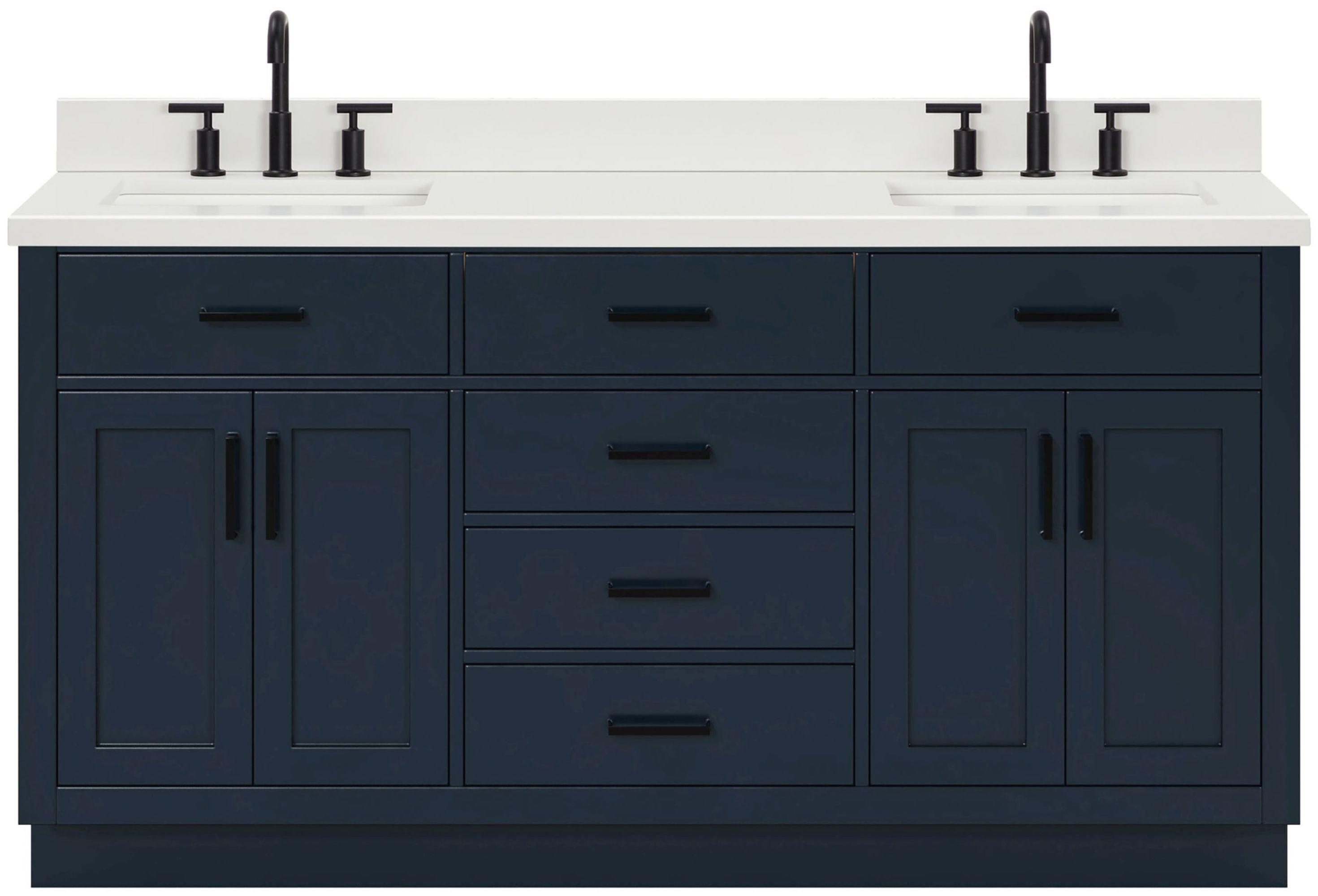Midnight Blue Double Vanity with White Quartz Top