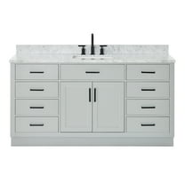 Ariel Hepburn 67 Inch Single Rectangle Sink Vanity With Carrara White Marble Countertop With 0.75 Edge In Grey