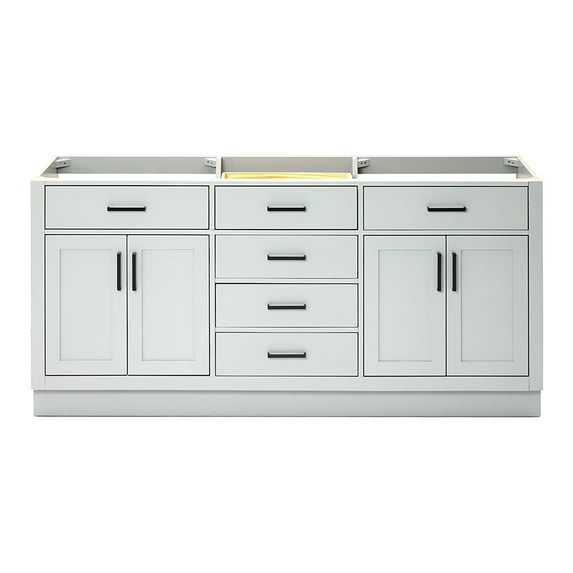 Ariel Hepburn 72 In. Double Sink Base Cabinet In Grey