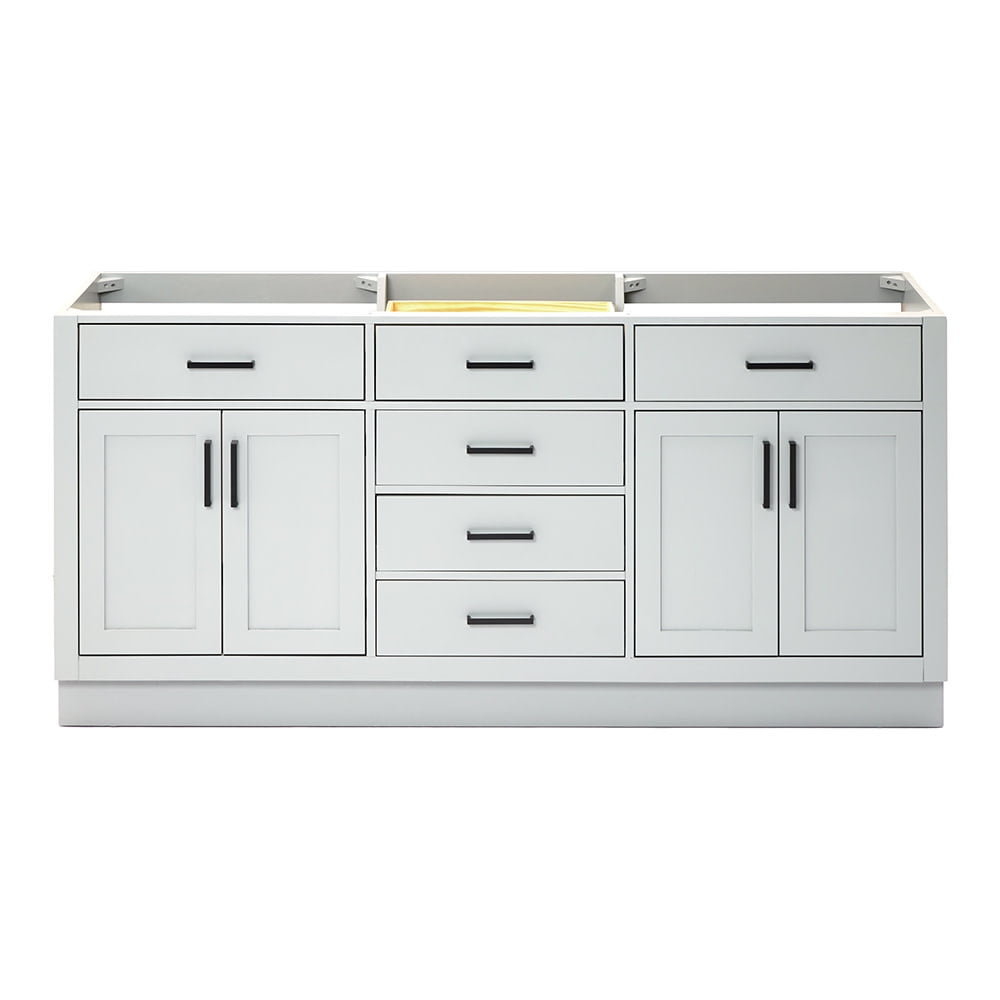 Ariel Hepburn 72" Gray Double Sink Freestanding Vanity Cabinet