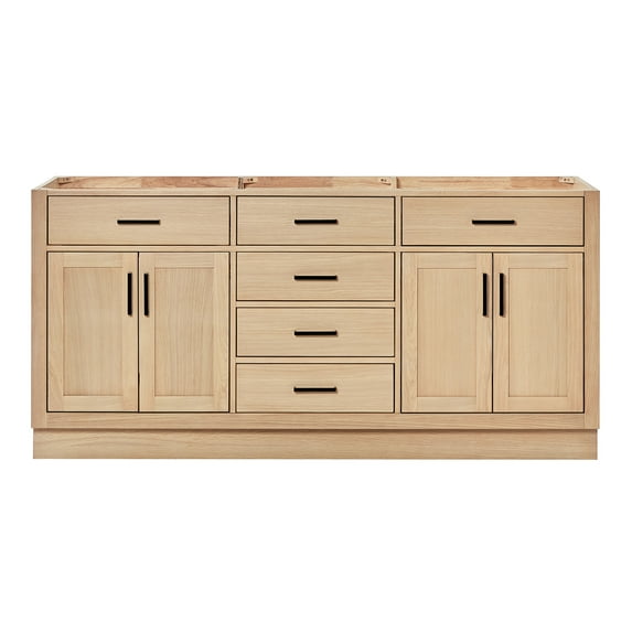 Ariel Hepburn 72 Inch Double Sink Base Cabinet In Oak