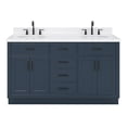 thumbnail image 1 of Ariel Hepburn 72 In. Double Oval Sink Bathroom Vanity With Carrara White Quartz Countertop 1.5 Edge In Midnight Blue, 1 of 10